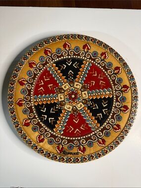 Romania Hand-Painted and carved Decorative Round wooden Wall Plate